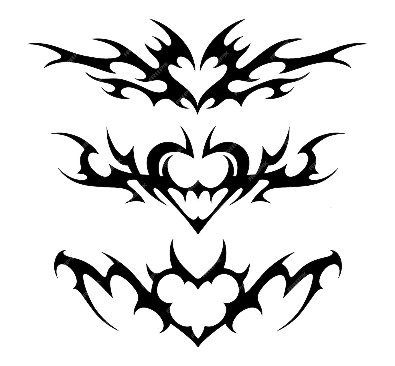 Premium Vector | Neo tribal y2k tattoo with heart shape cyber sigilism ...