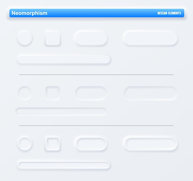 Neomorphic app buttons, navigation web interface