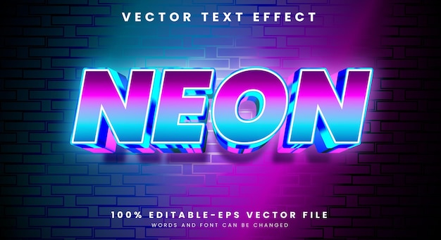 Neon 3d Editable Text style Effect with Blue Light Theme