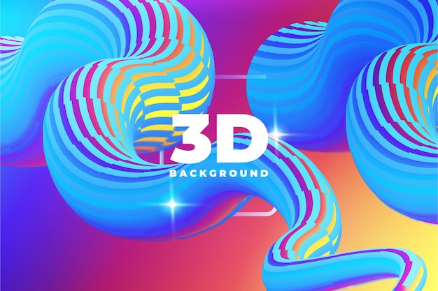 Neon 3d gradient blue color style with wavy style and light effect background vector design template