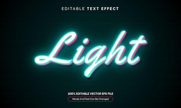 Vector neon 3d light glow shiny text effect editable text effect