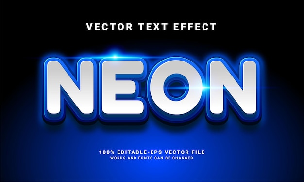 Neon 3D-teksteffect. Bewerkbaar tekststijleffect met blauwe lichtkleur