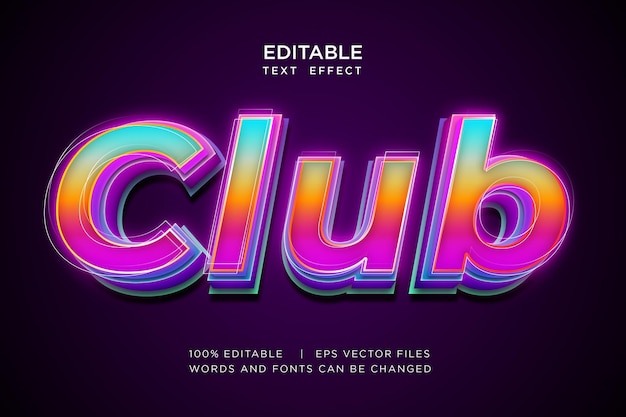 Vector neon 3d typography text effect