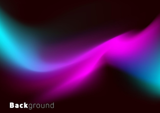 Vector neon abstract background shiny glowing waves in space