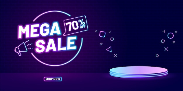 Neon abstract sale banner design