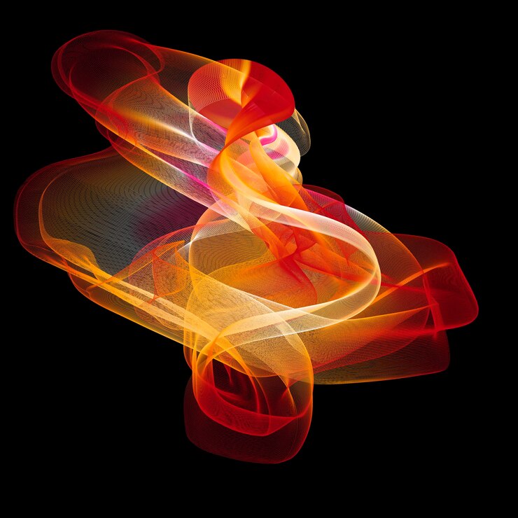 Vector neon abstract wave shape in red and yellow colors