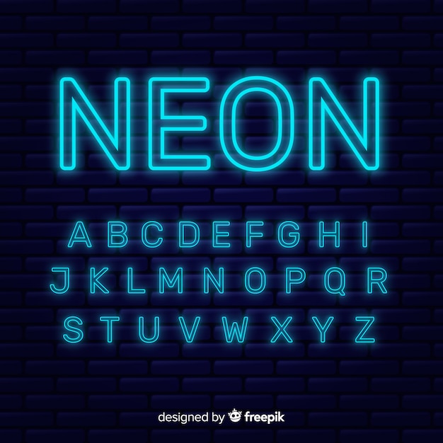 Neon alfabet sjabloon platte ontwerp