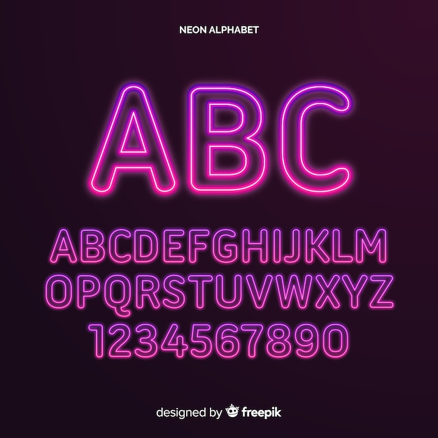 Vector neon alfabet