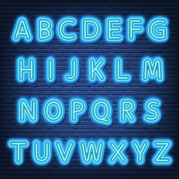 Neon alphabet font signboard