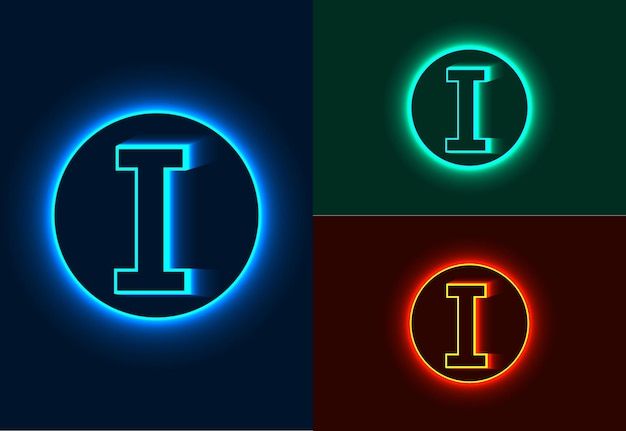 Neon alphabet letters I vector design