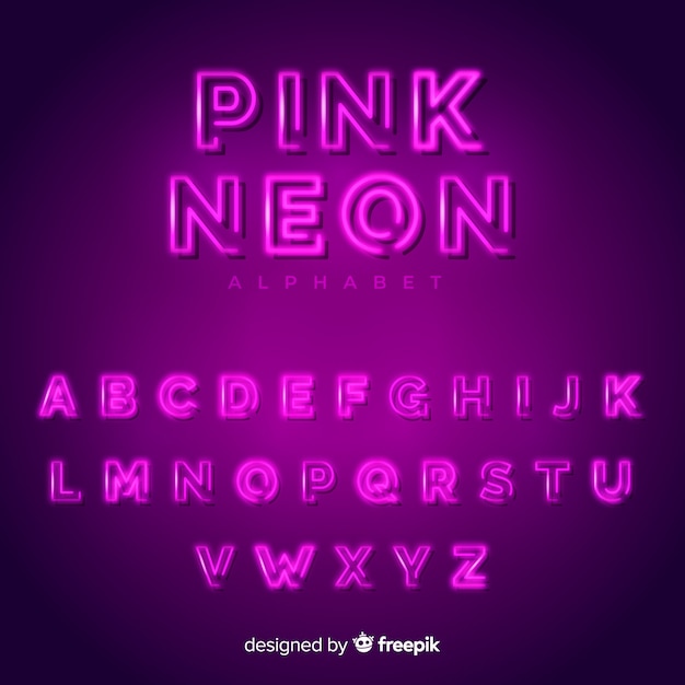 Vector neon alphabet