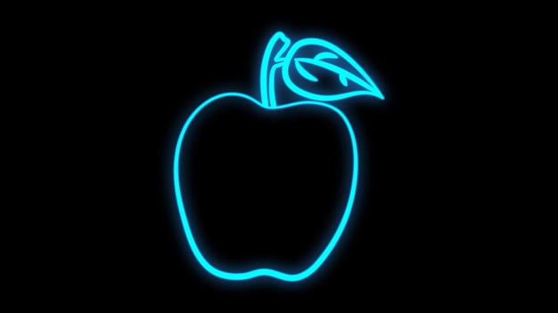 Neon apple icon decoration and advertising theme Colorful design Vector illustration