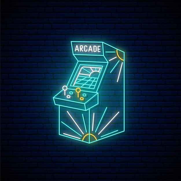 Neon arcade game machine sign