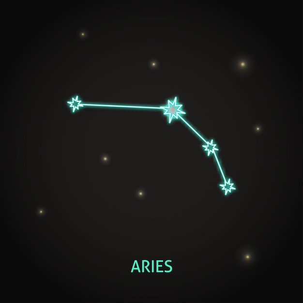 Neon aries zodiac sign