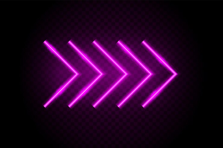 Vector neon arrows. casino glow light sign. cinema electricity decoration. vector neon arrow.