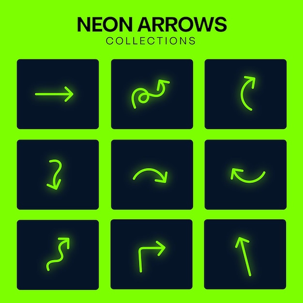 neon arrows Symbol Set Illustrative Design for Dynamic Visual Communication Free Vector Template