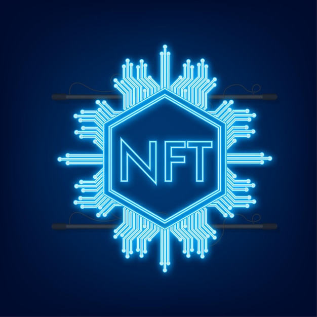 게임 배경 디자인을 위한 nft가 있는 네온 아트 패턴입니다. 암호화 통화 금융 개념입니다. 통화 아이콘입니다.