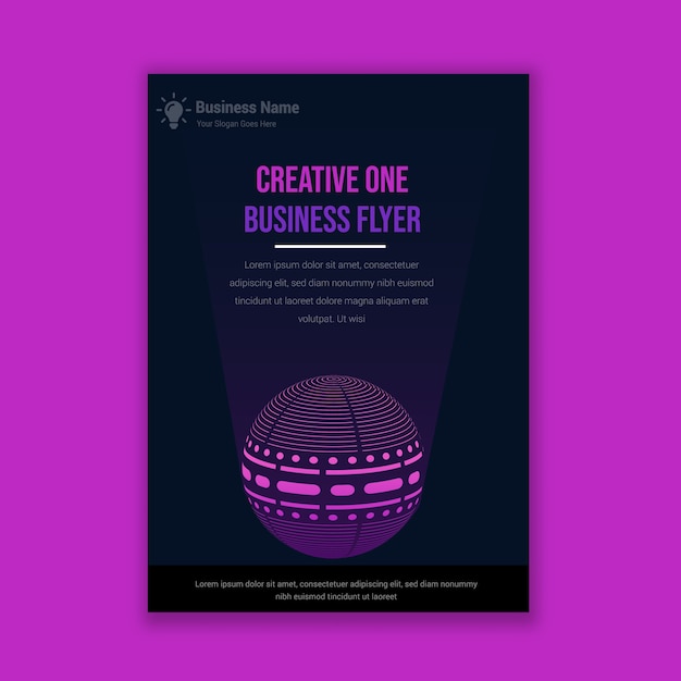 Vector neon ball dark business flyer design