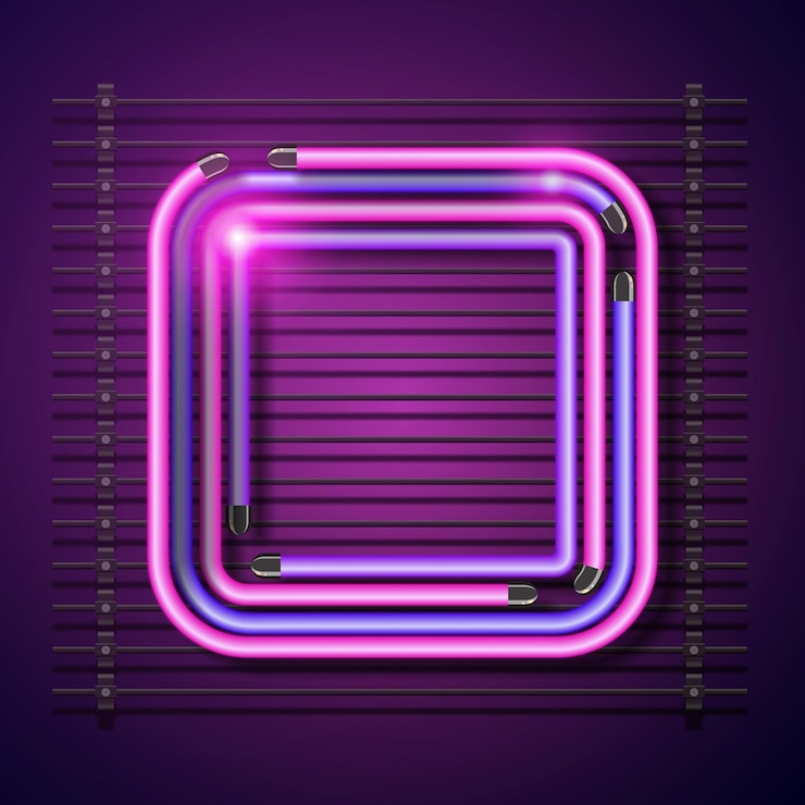 Vector neon banner set frame background design