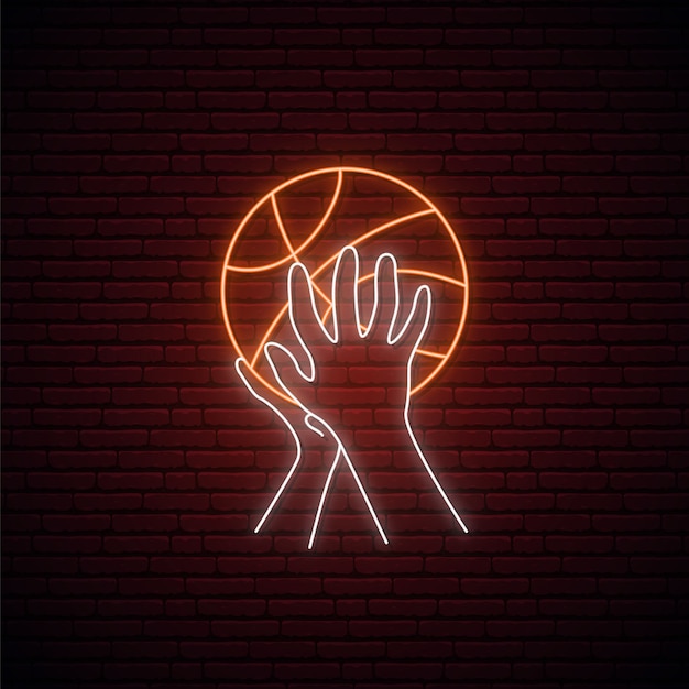 Neon basketbal teken.