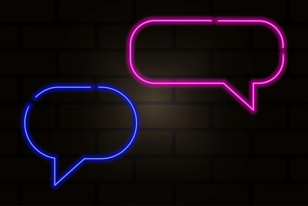 Neon berichten muur. Neon Chat berichtpictogram. Vector illustratie. stock afbeelding. EPS-10.