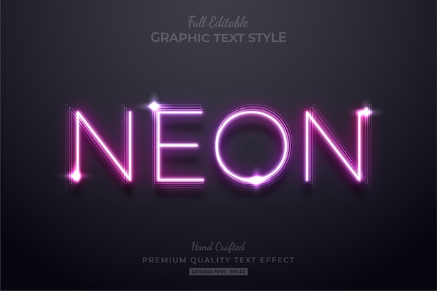 Neon bewerkbare tekststijleffect premium