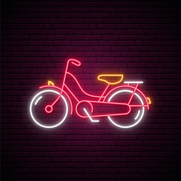 Vector neon bike sign.