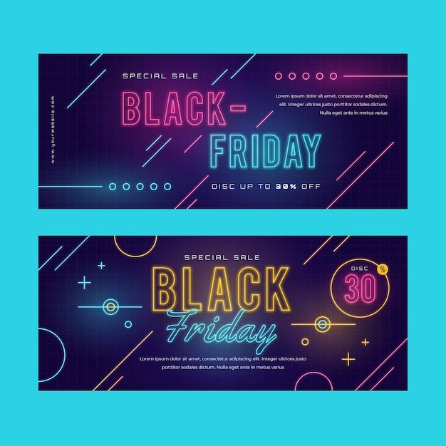 Neon black friday banners template