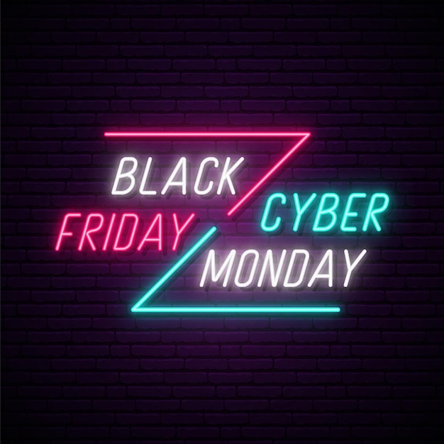 Neon black friday en cyber monday uithangbord