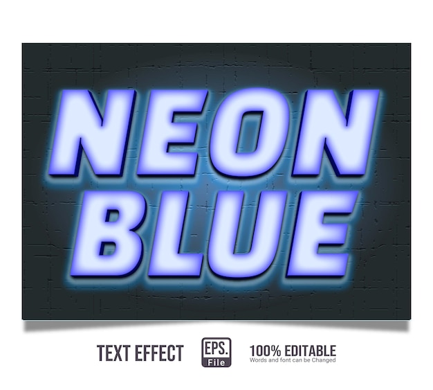 Neon blue editable text effect style