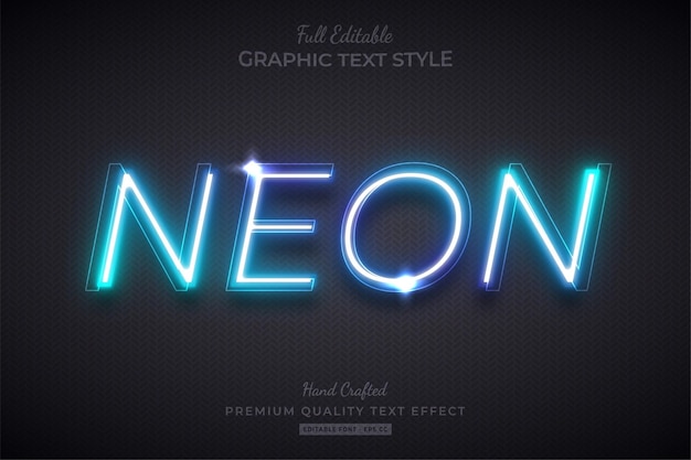 Neon blue glow bewerkbare teksteffect lettertypestijl