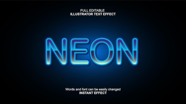 Neon Blue Text Effect Editable