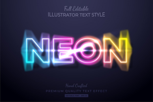 Vector neon blur editable  text style effect premium