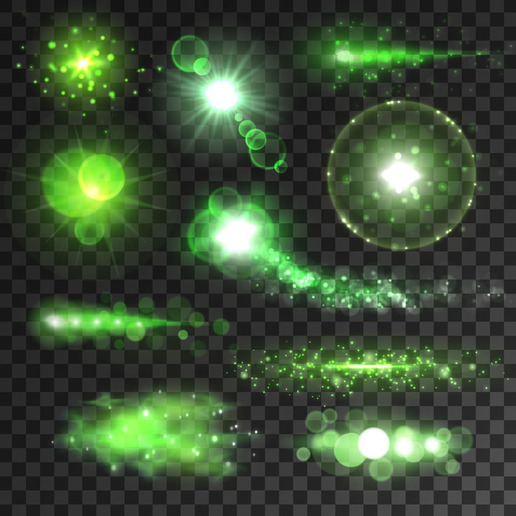 Vector 네온 bokeh 조명과 투명 배경에 반짝임