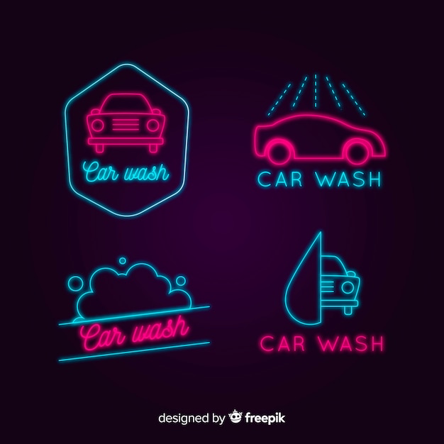 Neon car wash sign collection