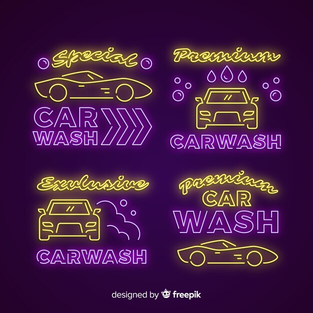 Neon car wash sign pack