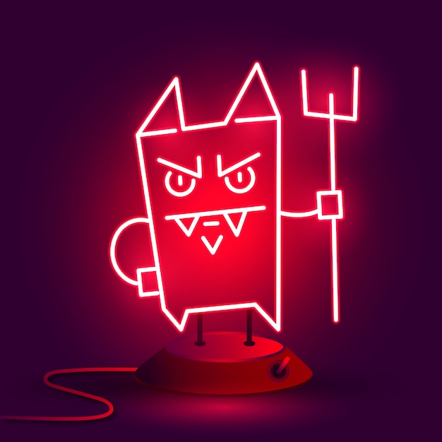 Vector neon cartoon duivel