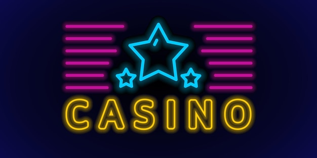 Vector neon casino pictogrammen neon casino teken neonstyle sjablonen vectorillustratie in doodle stijl