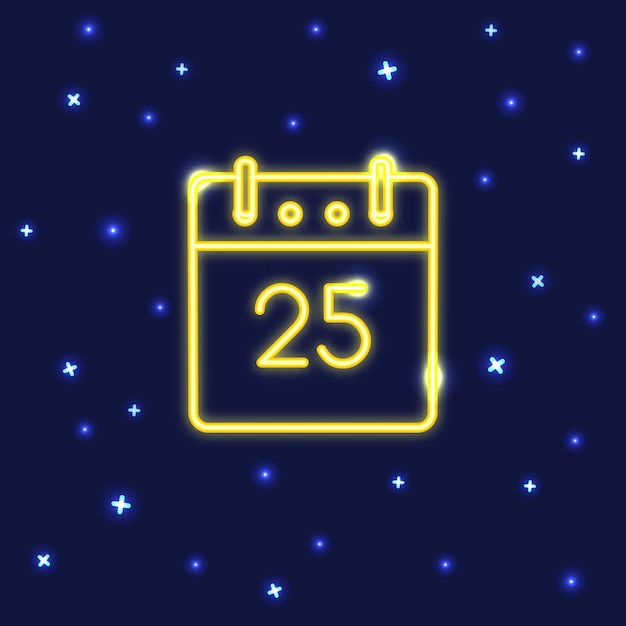 Neon Christmas calendar icon