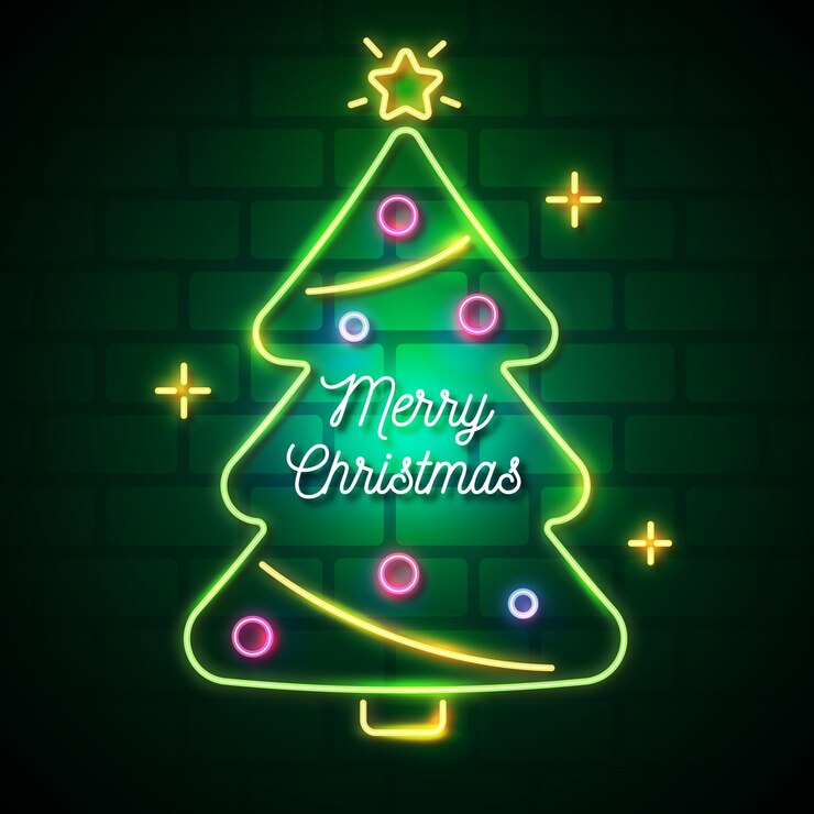 Vector neon christmas tree