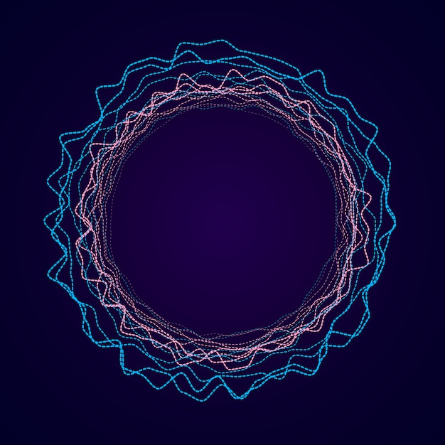 Vector neon circular shape of soundwave form. audio equalizer.