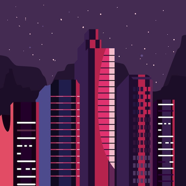 Vector neon city poster