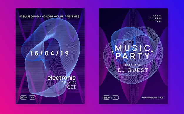 Neon club flyer Electro dance music Trance party dj Electroni