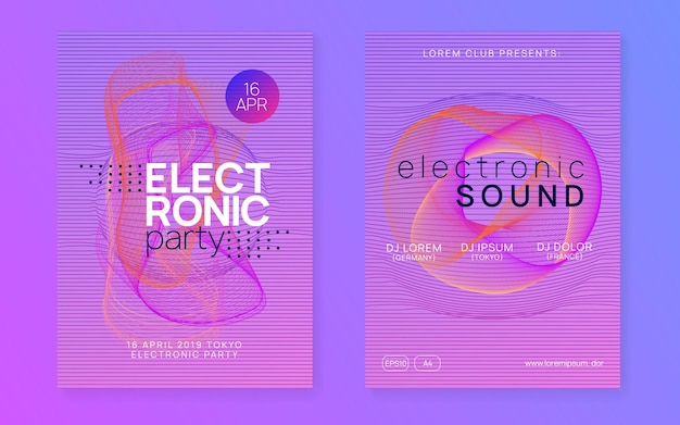 Неоновый клубный флаер Электро танцевальная музыка Транс вечеринка dj Electroni