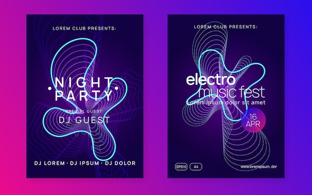 Neon club flyer Electro dance muziek Trance party dj Electroni