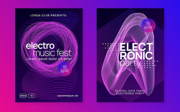 Neon club flyer Electro dance muziek Trance party dj Electroni