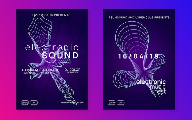 Neon club flyer Electro dance muziek Trance party dj Electroni