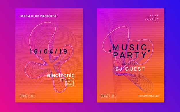 Neon club flyer electro dance muziek trance party dj electroni