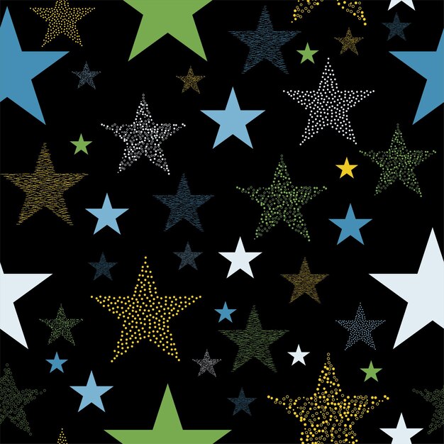 Неоновые красочные звездные фейерверки на небе многоцветные огни на Рождество или Новый год