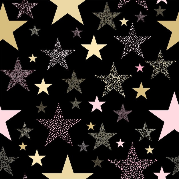 Неоновый красочный звездный фейерверк на небе разноцветные огни на рождество или канун нового года